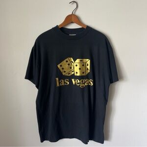 Vintage Las Vegas Gambling Craps 80s Single Stitch Hef-T XL USA Dice Gold Shiny